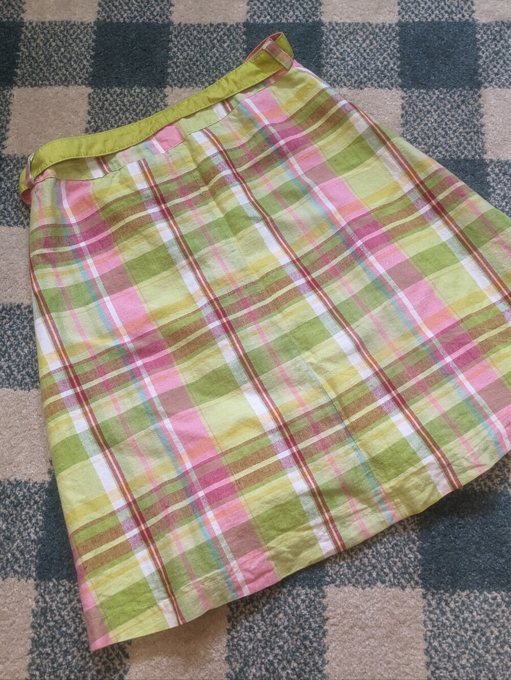 H&M Linen Cotton Blend A Line Colorful Flannel Print Skirt Size 4 - Picture 7 of 8